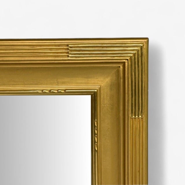 2000 - 2009 Hollywood Regency, Custom Rectangular Mirror, Carved Giltwood, Water Gilt, Mirror, Usa, 21st C. For Sale - Image 5 of 7