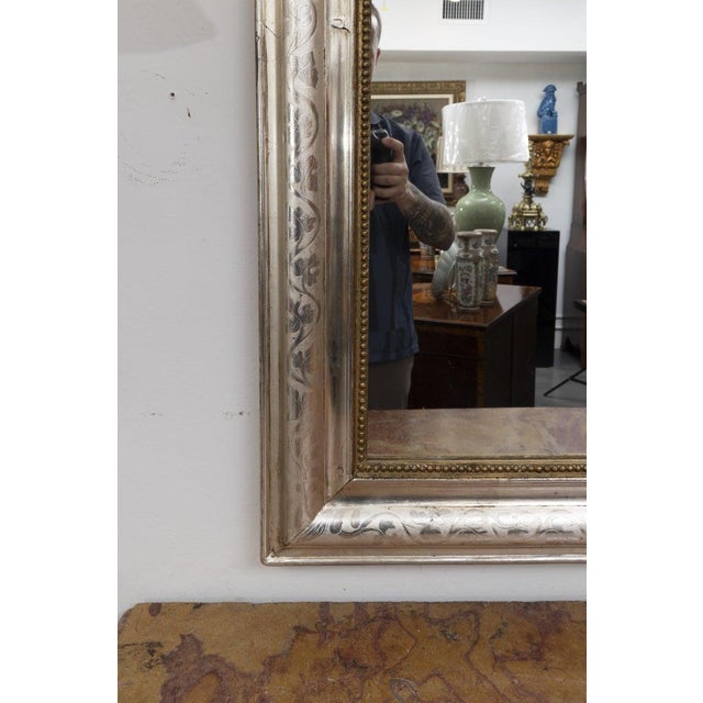 French Silver Leaf Louis Philippe Wall Mirror For Sale In West Palm - Image 6 of 6