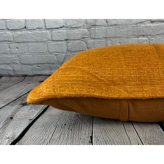 16 x 24 Hemp Pillow Turkish Cushion Natural Orange Pillow Cushion Cover For Sale - Image 4 of 4
