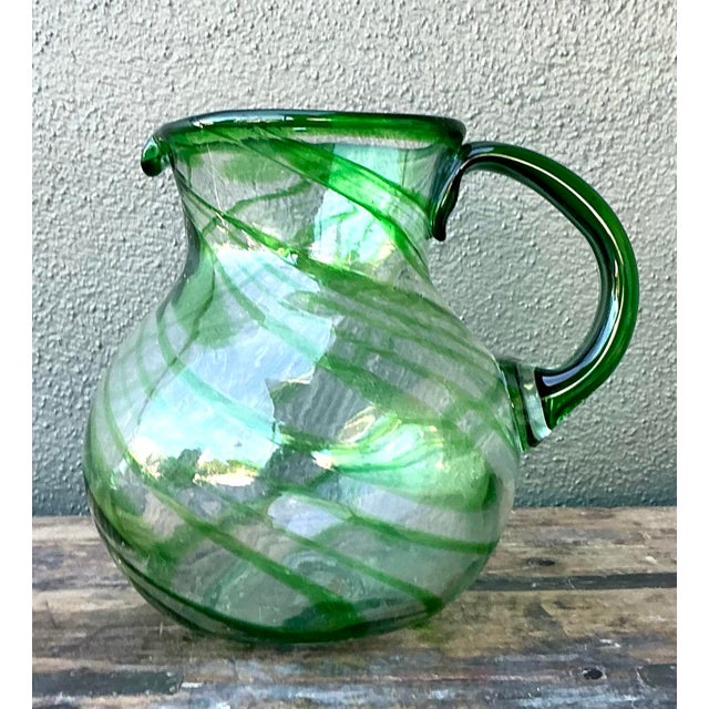 Late 20th Century Vintage a Boho Blown Glass Pitcher For Sale - Image 5 of 7