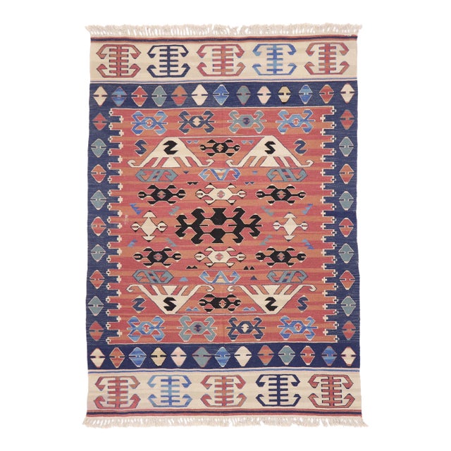 Vintage Persian Bijar Kilim Rug - 05'06 X 07'10 For Sale