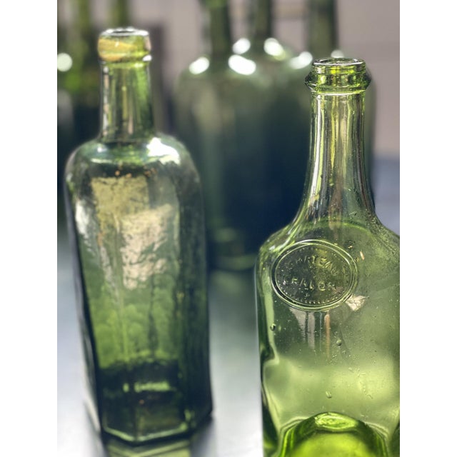 Bubbled Glass Water Bottles, France, 1925, Set of 17 For Sale - Image 6 of 14