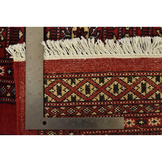 Bokhara Rug 4’2” X 6’2” Red Wool Tribal Hand-Knotted Oriental Carpet For Sale - Image 11 of 11