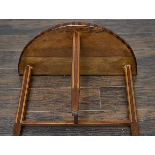 Tramp Art Demi-Lune Console Table with Geometric Marquetry, circa 1900 For Sale - Image 12 of 12