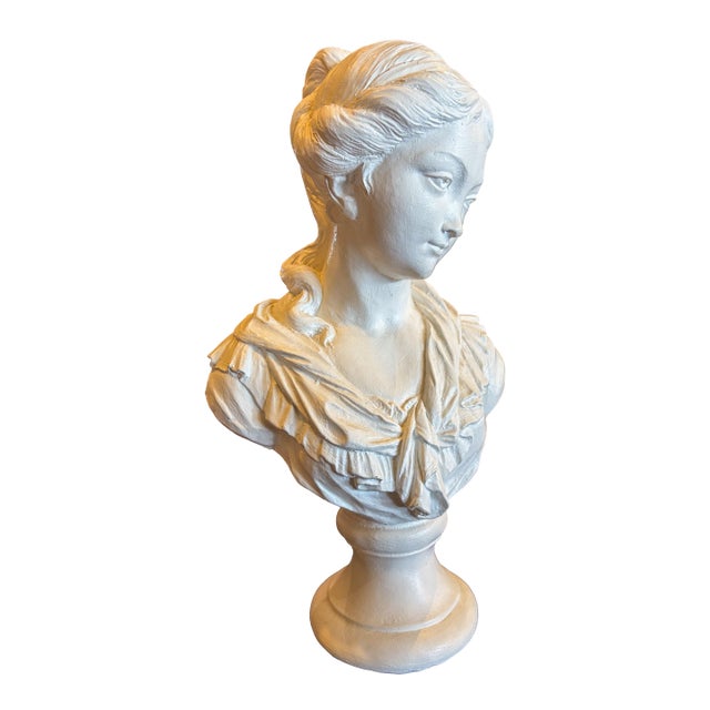 1960s Large Cast Plaster Bust of Young Lady For Sale