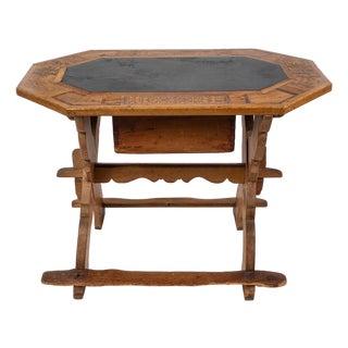 Swiss Walnut Octagonal Money Chancery Bankers/Merchants Table For Sale