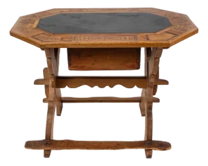 Swiss Walnut Octagonal Money Chancery Bankers/Merchants Table