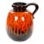 Mid-Century West German Glazed Porcelain Vase, Orange /Brown, Black 12" Tall For Sale