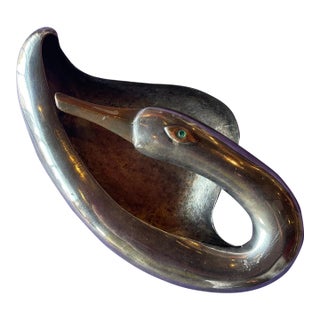 1940s Los Castillo Silverplate Swan Dish For Sale