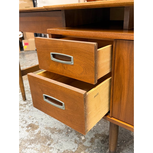 Hooker Furniture Mainline Collection Two-Tiered Walnut Desk, Vintage For Sale - Image 9 of 12