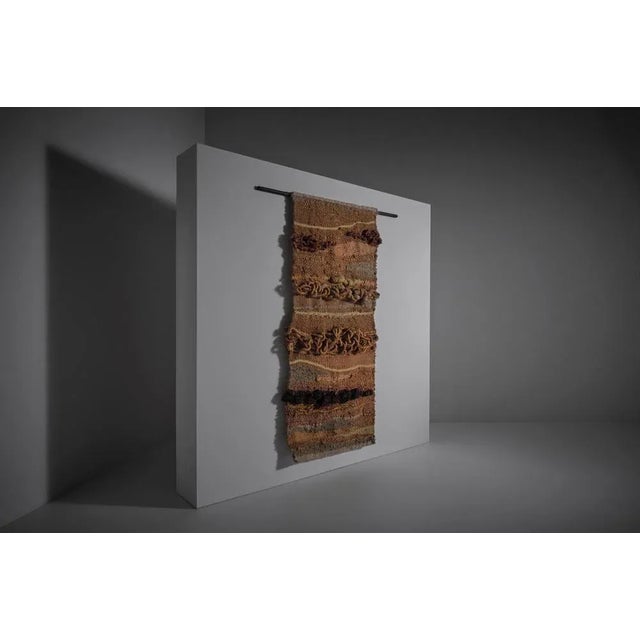 Hand Woven Textured Wall Tapestry, Belgium, 1970s For Sale - Image 3 of 11