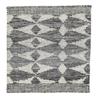 Modern Swedish Style Handwoven Gray Custom Wool Rug For Sale