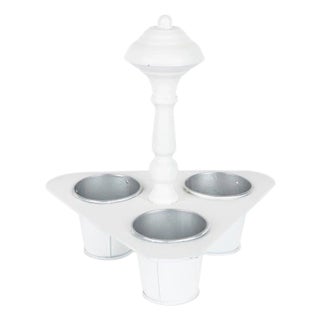 Metal Triple Pot Holder with Tin Planters 11"H For Sale