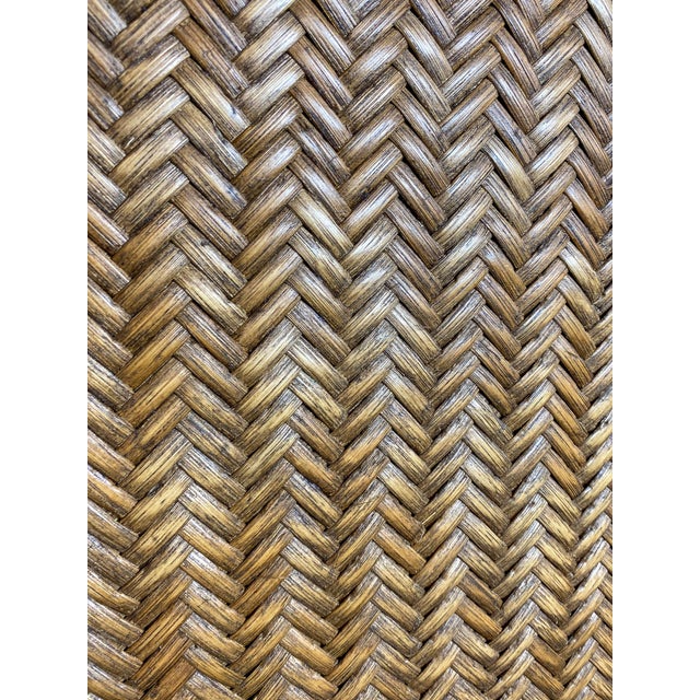 Sand Mid 20th Century Solid Wood & Woven Rattan Tropical Style Armoire For Sale - Image 8 of 11