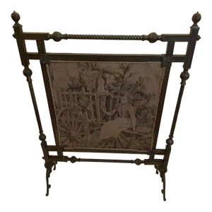 Late 19th Century Bronze With Tapestry Fire Screen
