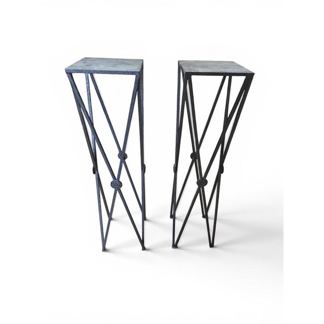 Classical Wrought Iron Pedestals, 1950s, Set of 2 For Sale - Image 4 of 12