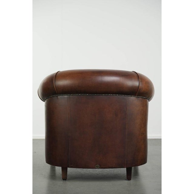 Cognac-Colored Sheepskin Club Armchair For Sale - Image 4 of 14