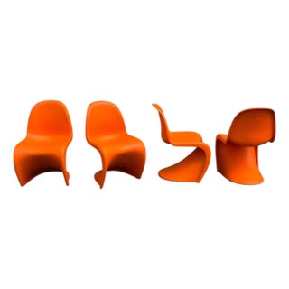 1970s Matte Orange Panton Chairs by Verner Panton for Herman Miller / Fehlbaum- Set of 4 (Fair Condition) For Sale