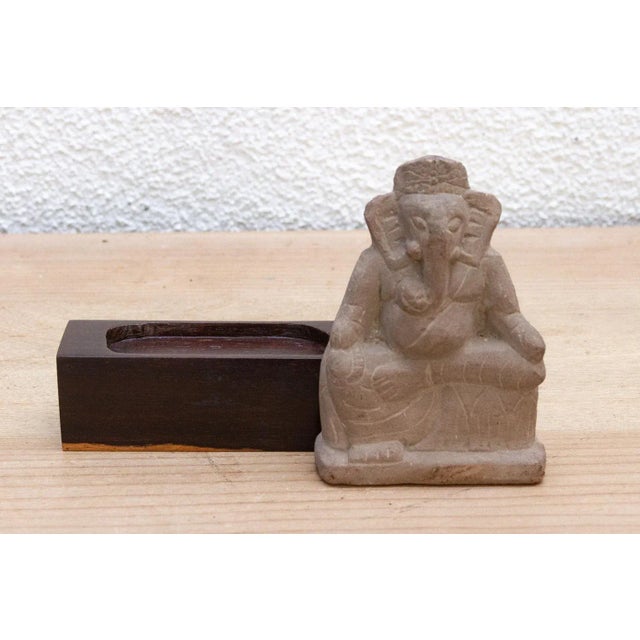 Stone The Stone Guardian Seated Ganesha Antique Sculpture For Sale - Image 7 of 8