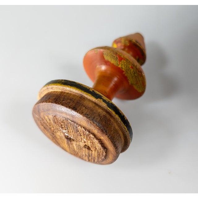 19th Century Rustic Primitive Folk Art Painted and Carved Treenware Object For Sale - Image 9 of 12