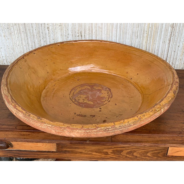 19th Century Spanish Hand Thrown and Glazed Mustard Brown Stoneware Pottery Bowl For Sale - Image 13 of 18