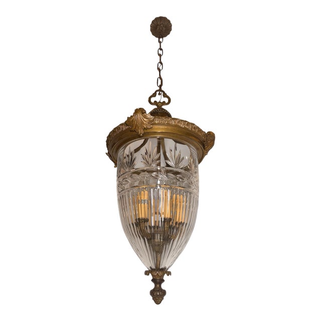 Late 20th Century Bronze and Cut Crystal Chandelier For Sale