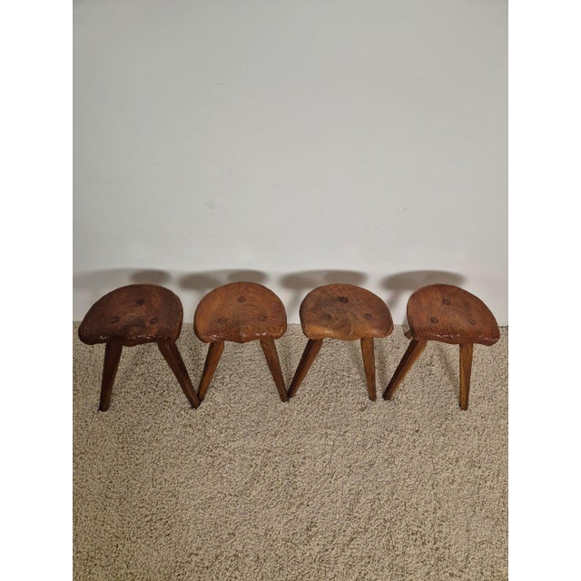 Rustic Stools in the style of Jean Touret, 1950s, Set of 4, in Very Good conditions. Designed 1950 to 1959 This piece is...