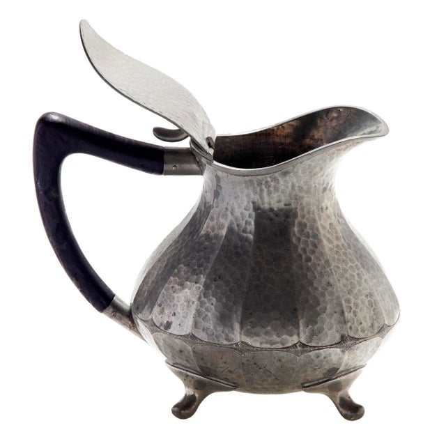 1940s 1940s English Pewter Hammered Creamer/Celluloid Handle. For Sale - Image 5 of 9