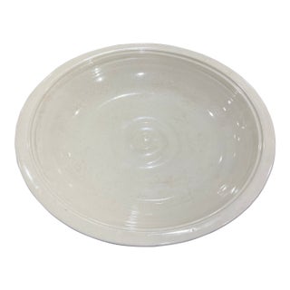 Large Simon Pearce Decorative Cream Pottery Bowl- Extra Large For Sale