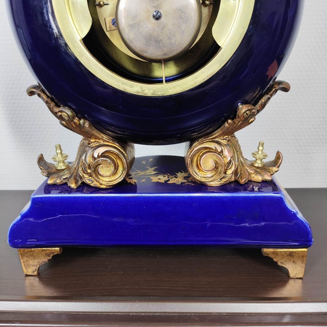 Ceramic Stunning 19th-C. French Eugène Farcot Porcelain Clock Bleu De Roi For Sale - Image 7 of 15