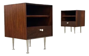1950s Refinished Rosewood George Nelson Thin Edge Nightstands - A Pair