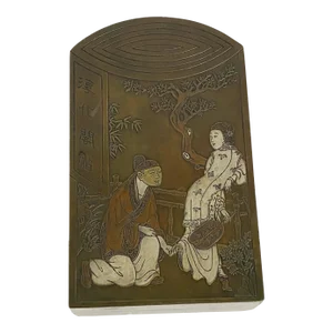 Old Chinoiserie Bronze Ink Box 6.25" H