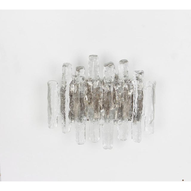 Wonderful pair of mid-century wall sconces with three large murano glass pieces in each lamp, made by kalmar, austria,...