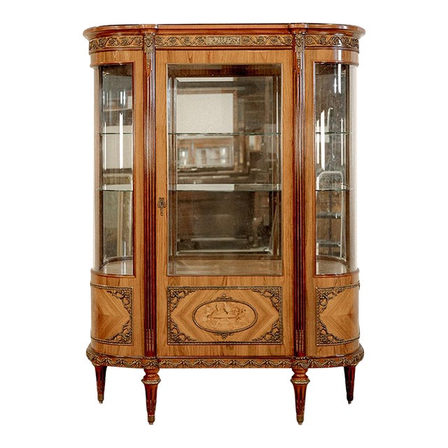 19th Century French Curved Front China Cabinet For Sale