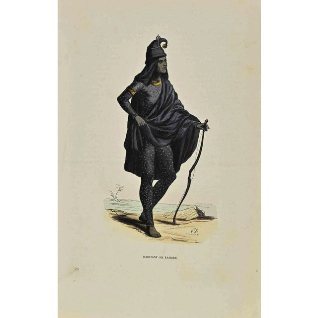 Lahore Resident is a lithograph made by Auguste Wahlen in 1844. Hand colored. Good condition. At the center of the artwork...