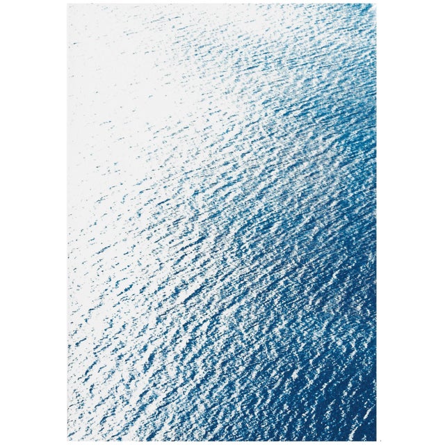 Paper "Smooth Bay in the Mediterranean" Contemporary Diptych on Watercolor Paper Cyanotype - Set of 2 For Sale - Image 7 of 11