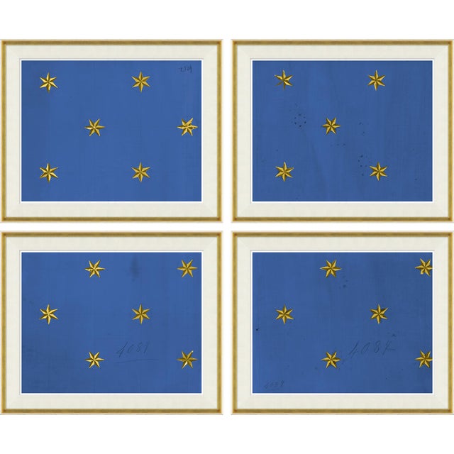 Etoile Blue Art Print Set in Whitewash and Gold Frame by Paule Marrot For Sale - Image 9 of 9