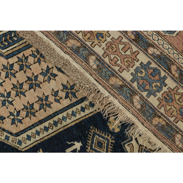 Textile Antique Kuba Rug in Blue and Beige With Geometric Medallion - Rug & Kilim For Sale - Image 7 of 8
