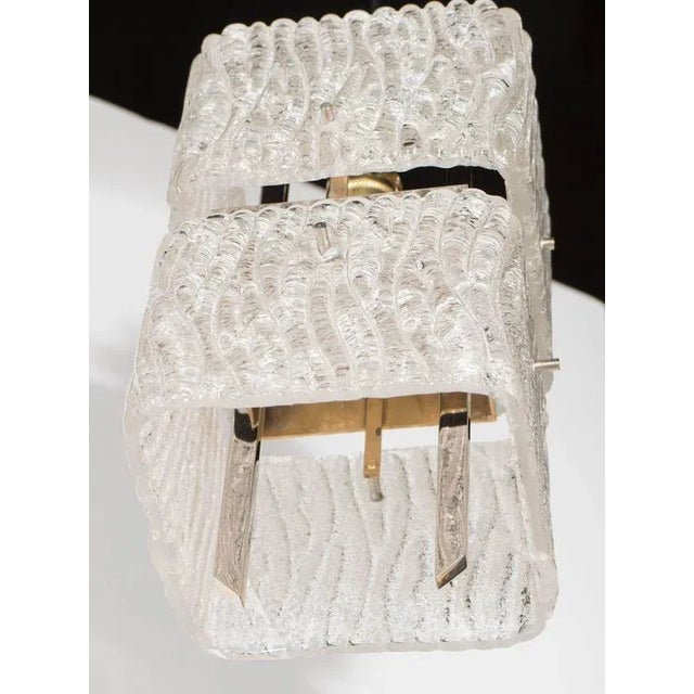 1950s Mid-Century Two-Tier Textured Glass Pendant with Chrome Fittings by Kalmar For Sale - Image 5 of 8