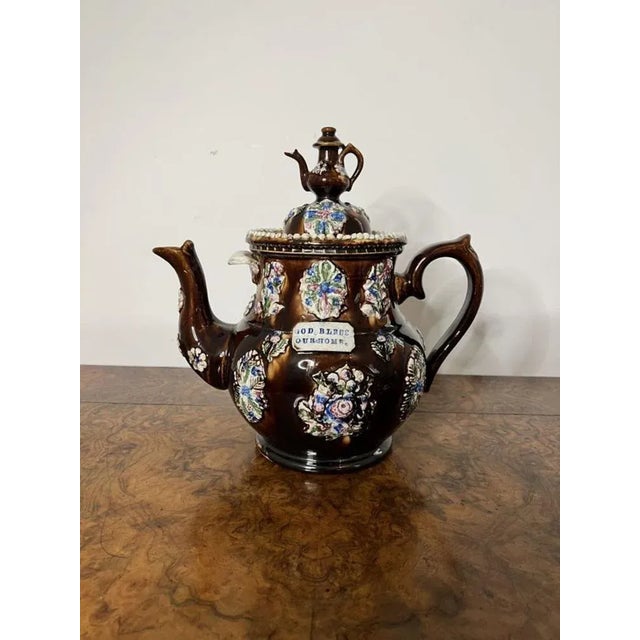 Large Antique Bargeware Tea Pot, 1900s For Sale - Image 6 of 8