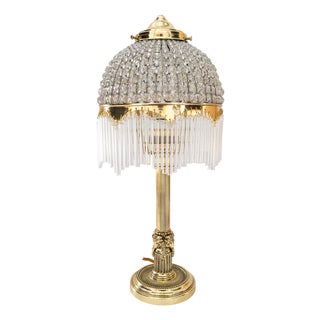 Art Deco Table Lamp with Cut Glass Shade and Glass Sticks, Vienna, Austria, 1920s For Sale