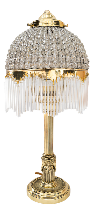 Art Deco Table Lamp with Cut Glass Shade and Glass Sticks, Vienna, Austria, 1920s
