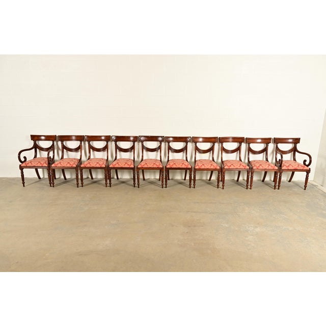 A gorgeous set of ten Italian Provincial or English Regency style dining chairs In the manner of Baker Furniture USA,...