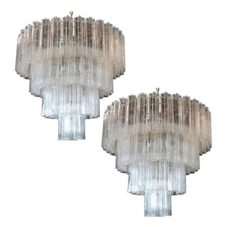 Murano Glass Chandeliers in the of Style Toni Zuccheri for Venini, Set of 2 For Sale
