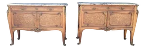 Early 20th Century Pair of Singed Linke Bronze Mounted Parquetry Commodes, Francois Linke, Paris Fr