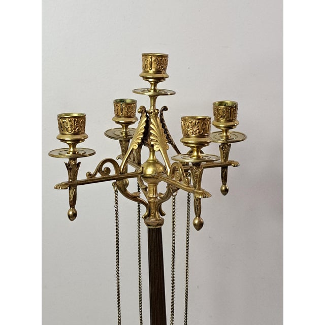 Antique French 5 Light Candelabra Dragon Feet Draped Chains Neoclassical For Sale - Image 4 of 15