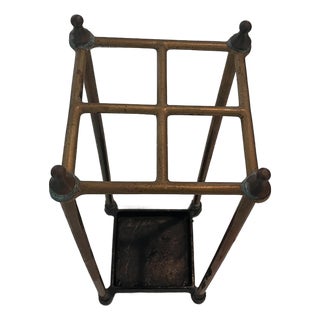Antique English Brass & Cast Iron Umbrella and Walking Stick Stand For Sale