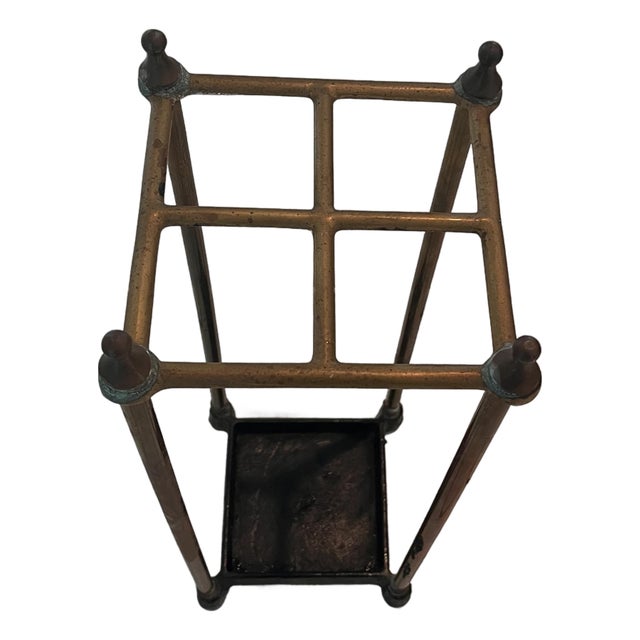 Antique English Brass & Cast Iron Umbrella and Walking Stick Stand For Sale