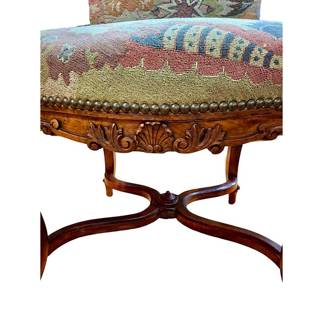 Pair of Antique Louis XIV Style, Needlepoint-Upholstered Side Chairs For Sale - Image 13 of 18