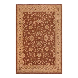 Classic Ziegler Brown Gold Hand-Knotted Wool Rug - 10'1'' X 13'6'' For Sale